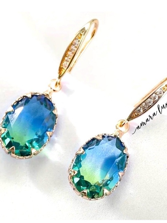 Nashville Boutique Jewelry - New Gorgeous Oval Tourmaline CZ Drop Earrings
